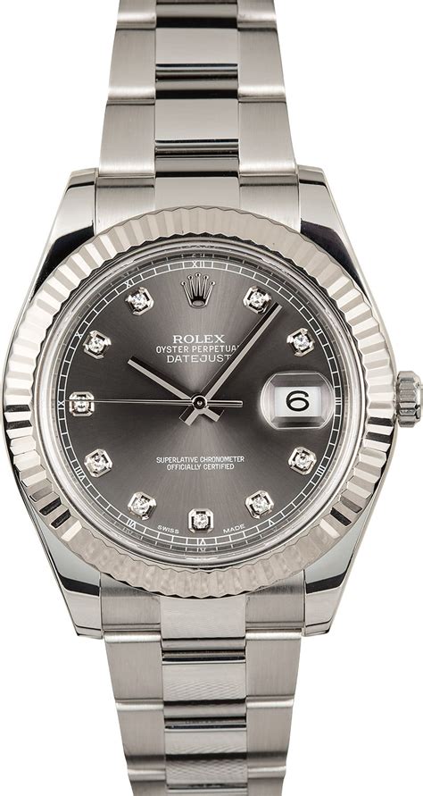 rolex datejust ii 41 silver diamond dial men's watch 116334|rolex datejust 116234 stainless steel.